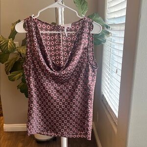 Laundry By Shelli Segal Red and White Geometric Tank Top